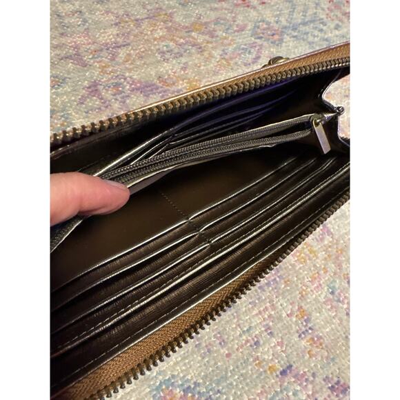 FOSSIL Soft Metallic Rose Gold Leather Zip Long Wallet Cardholder - Picture 6 of 11